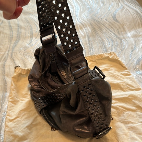 Michael Kors bag, soft leather, silver grey with rivetting detail. EUC - Picture 2 of 6